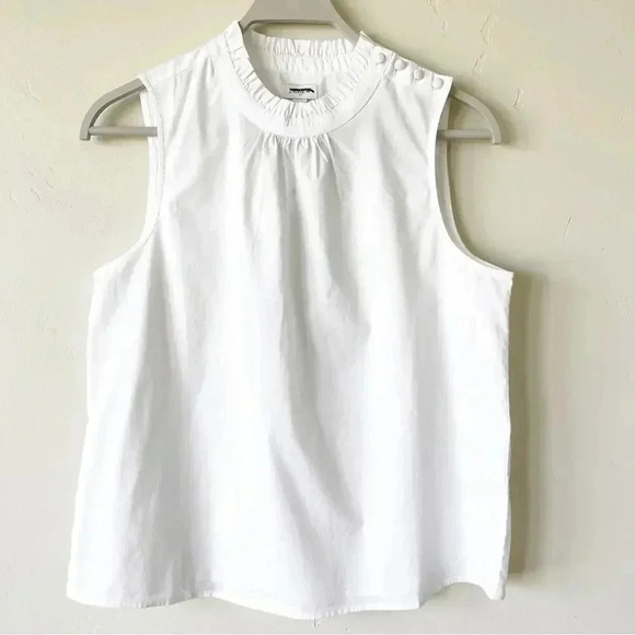 J Crew Button Ruffle Neck Top White M NWT - Picture 5 of 9